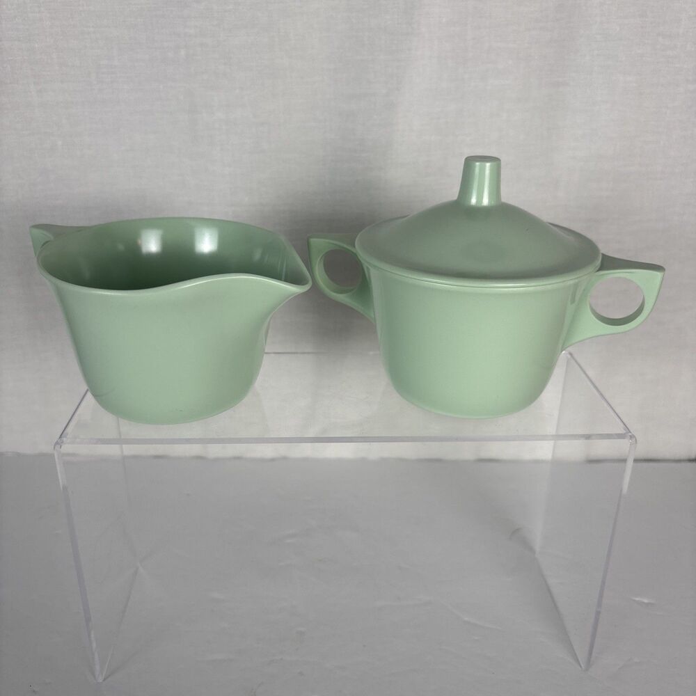 Unbranded Melamine Sugar and Creamer Set Mint Green